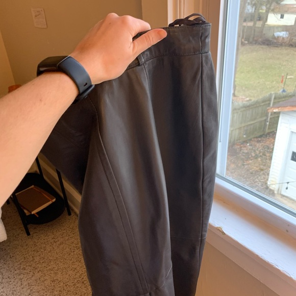 Vintage Chocolate Brown Leather Midi Skirt - Picture 8 of 10